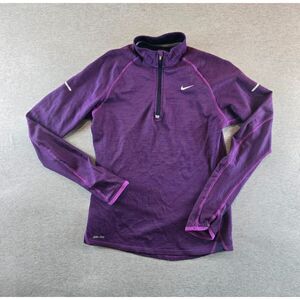 Nike Dri-Fit Running Womens Medium Quarter-Zip Pullover Thumb Holes Stash Pocket
